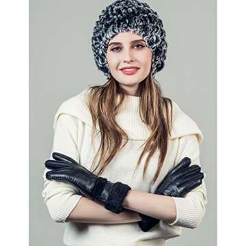 YISEVEN Women's Winter Sheepskin Shearling Leather Gloves Wool Lined Furry Cuffs