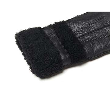 YISEVEN Women's Winter Sheepskin Shearling Leather Gloves Wool Lined Furry Cuffs