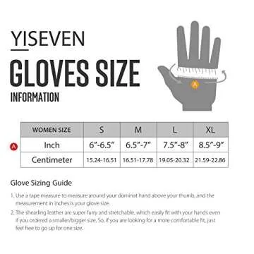 YISEVEN Women's Winter Sheepskin Shearling Leather Gloves Wool Lined Furry Cuffs