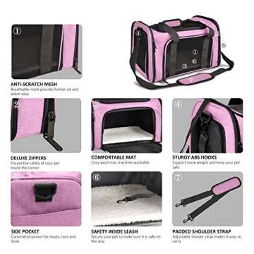 Henkelion Large Cat Carrier for Pets up to 25Lbs - Pink