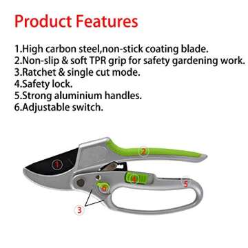 GARDEN GURU 2 in 1 Ratchet Pruning Shears Clippers – 4X Cutting Power – Ratcheting Garden Anvil ...