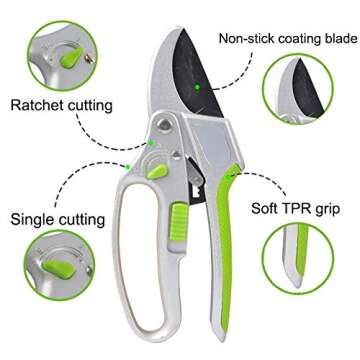 Garden Guru Ratchet Pruning Shears - Ergonomic & Durable