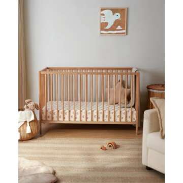 Blissful Diary Muslin Crib Sheets for Girl Boy, Boho Neutral Soft Cotton Baby Sheet for 52''x28'' Standard Crib Mattress, 2 Pack(Dusty Pink&Rainbow)