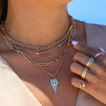 NUZON 18K Gold Plated Necklace with CZ Stones