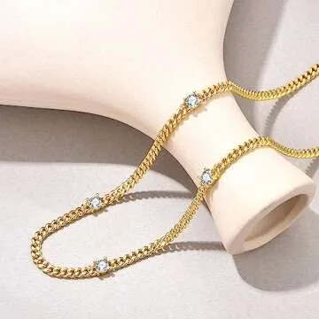 NUZON 18K Gold Plated Necklace with CZ Stones