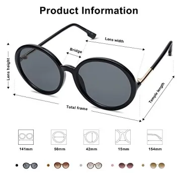 SOJOS Vintage Round Sunglasses for Women Classic Retro Designer Style SJ2121 with Black Frame/Grey Lens…