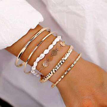 Adjustable Cocazyw Gold Bracelet Set - 19pcs Fashion Jewelry