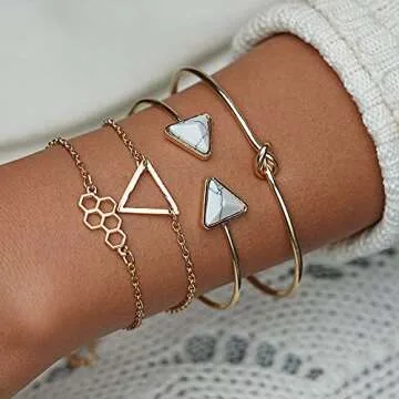 Adjustable Cocazyw Gold Bracelet Set - 19pcs Fashion Jewelry