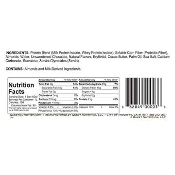 Delicious Quest Nutrition Protein Bars - 21g Protein, 12 Count