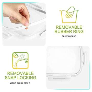 M MCIRCO [5-Pack,36 oz] Glass Meal Prep Containers 3 Compartment with Lids, Glass Lunch Containers,Food Prep Lunch Box,Bento Box, Microwave, Oven, Freezer, Dishwasher (4.5 Cups, White)