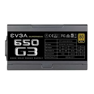 EVGA 220-G3-0650-Y1 SuperNOVA 650 G3, 80 Plus Gold 650W, Fully Modular, Eco Mode with New HDB Fan, 7 Year Warranty, Includes Power ON Self Tester, Compact 150mm Size, Power Supply