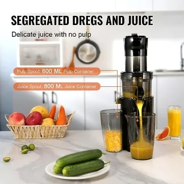 VEVOR Masticating Juicer, High Juice Yield & Easy Clean