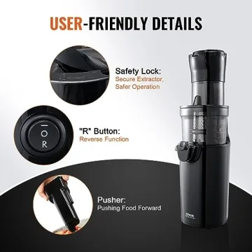 VEVOR Masticating Juicer, High Juice Yield & Easy Clean