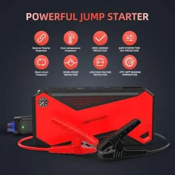 DBPOWER 800A Peak 18000mAh Portable Car Jump Starter (up to 7.2L Gas/5.5L Diesel Engine) Portable Battery Booster with LCD Screen (Red)