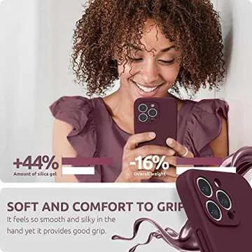 SURPHY Compatible with iPhone 13 Pro Case with Screen Protector, (Camera Protection & Soft Microfiber Lining) Liquid Silicone Phone Case 6.1 inch 2021, Plum