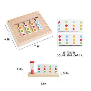 Skrtuan Montessori Learning Toy, Wooden Color Shape Slide Puzzle Matching Brain Teasers Logic IQ Game, Montessori STEM Preschool Educational Toys for Toddlers Kids Boys Girls