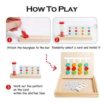 Skrtuan Montessori Learning Toy, Wooden Color Shape Slide Puzzle Matching Brain Teasers Logic IQ Game, Montessori STEM Preschool Educational Toys for Toddlers Kids Boys Girls