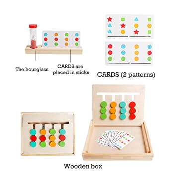 Skrtuan Montessori Learning Toy, Wooden Color Shape Slide Puzzle Matching Brain Teasers Logic IQ Game, Montessori STEM Preschool Educational Toys for Toddlers Kids Boys Girls