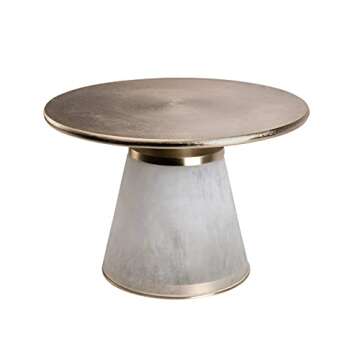 Metal Top 17"H Nebular Coffee Table with Frost Finish and Glass/Aluminum/MDF Construction for Modern Living Room Decor and Stylish Display Solution