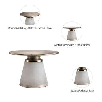 Metal Top 17"H Nebular Coffee Table with Frost Finish and Glass/Aluminum/MDF Construction for Modern Living Room Decor and Stylish Display Solution