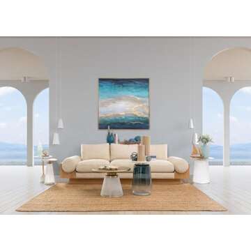 Metal Top 17"H Nebular Coffee Table with Frost Finish and Glass/Aluminum/MDF Construction for Modern Living Room Decor and Stylish Display Solution