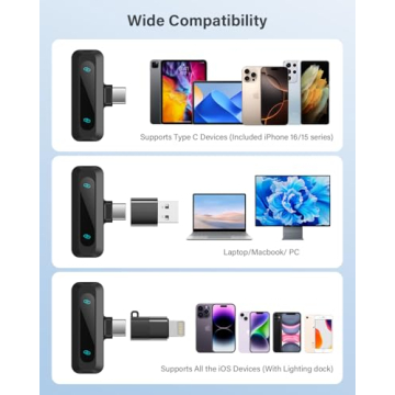 Wireless Lavalier Microphone for iPhone, iPad, Android Phone，2-Pack Mini Microphone with Noise Reduction, Auto Pairing and Mute & Reverb for Vlogging, Video Recording, TikTok, YouTube - Plug & Play