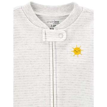 Simple Joys by Carter's Baby 2-Way Zip Thermal Footed Sleep and Play, Pack of 2, Animal/Sun, Newborn