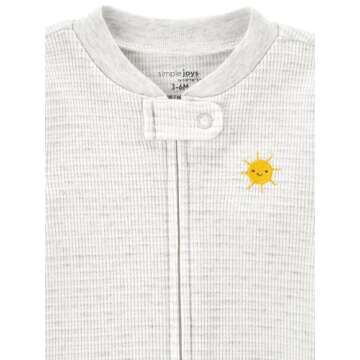 Simple Joys by Carter's Baby 2-Way Zip Thermal Footed Sleep and Play, Pack of 2, Animal/Sun, Newborn