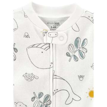 Simple Joys by Carter's Baby 2-Way Zip Thermal Footed Sleep and Play, Pack of 2, Animal/Sun, Newborn