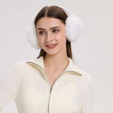 FSTEOE Winter Ear Muffs Women Warm Earmuffs Girls Ear Warmer Soft Plush Outdoor Plush Adjustable Ear Cover (Khaki)