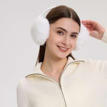 FSTEOE Winter Ear Muffs Women Warm Earmuffs Girls Ear Warmer Soft Plush Outdoor Plush Adjustable Ear Cover (Khaki)