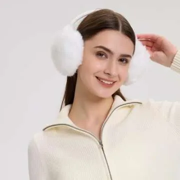 FSTEOE Winter Ear Muffs Women Warm Earmuffs Girls Ear Warmer Soft Plush Outdoor Plush Adjustable Ear Cover (Khaki)