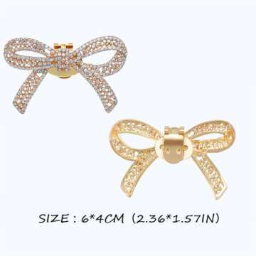 1 Pair Rhinestone Shoe Clips Classic Detachable Bow Heels Accessories Shoe Decoration Fashion Bridal Wedding Shoe Charms Gold
