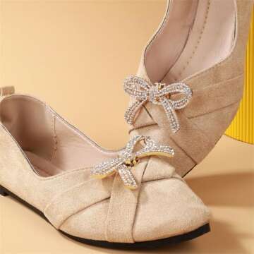 1 Pair Rhinestone Shoe Clips Classic Detachable Bow Heels Accessories Shoe Decoration Fashion Bridal Wedding Shoe Charms Gold