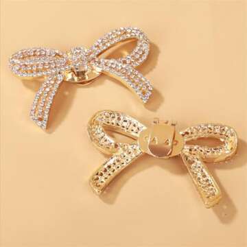 1 Pair Rhinestone Shoe Clips Classic Detachable Bow Heels Accessories Shoe Decoration Fashion Bridal Wedding Shoe Charms Gold