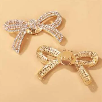 1 Pair Rhinestone Shoe Clips Classic Detachable Bow Heels Accessories Shoe Decoration Fashion Bridal Wedding Shoe Charms Gold