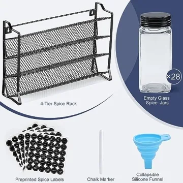 AOZITA Spice Rack Organizer with 28 Spice Jars and Labels