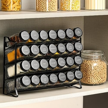 AOZITA Spice Rack Organizer with 28 Spice Jars and Labels