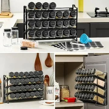 AOZITA Spice Rack Organizer with 28 Spice Jars and Labels