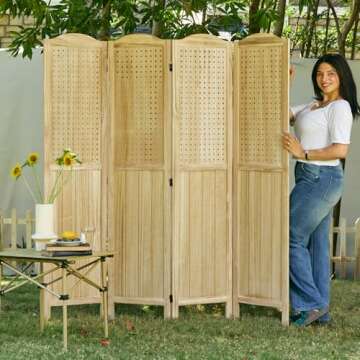 Peg Board Display Stand, 68.9inch Room Divider Freestanding Folding Pegboard Privacy Screens for Jew...