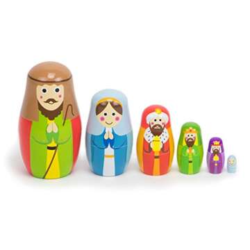 Imagination Generation - Nesting Nativity Set for Kids - Christmas Nesting Dolls, Wooden Toys Playse...