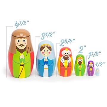 Imagination Generation - Nesting Nativity Set for Kids - Christmas Nesting Dolls, Wooden Toys Playset with Baby Jesus, Three Kings, Mary and Joseph Figurines for Kids - 11 Pcs