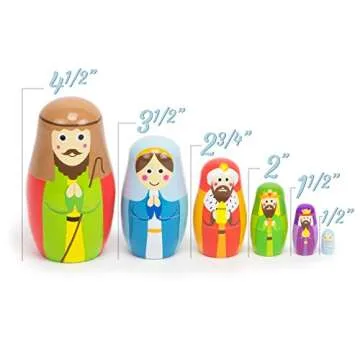Imagination Generation - Nesting Nativity Set for Kids - Christmas Nesting Dolls, Wooden Toys Playset with Baby Jesus, Three Kings, Mary and Joseph Figurines for Kids - 11 Pcs