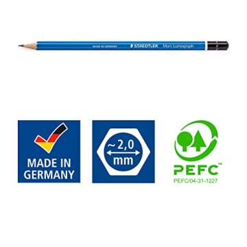 STAEDTLER 100-F Mars Lumograph Graphite Pencils for Drawing & Sketching - F (Box of 12)