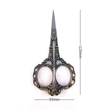 Yueton Vintage Europea Style Plum Blossom Needlework Embroidery Scissors (Bronze)
