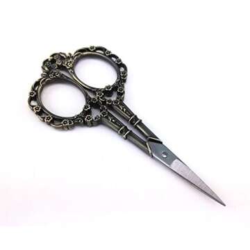 Yueton Vintage Plum Blossom Embroidery Scissors Bronze