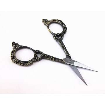 Yueton Vintage Plum Blossom Embroidery Scissors Bronze