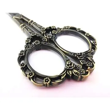 Yueton Vintage Plum Blossom Embroidery Scissors Bronze