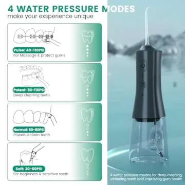 Portable Water Flosser with 4 Modes & Nozzles