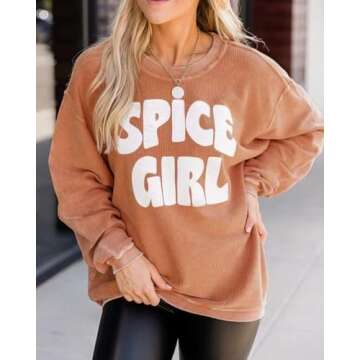 Dressmine Women’s Spice Girl Graphic Halloween Sweatshirt - Cozy & Trendy